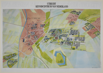 217137 Gestileerde plattegrond van het universiteitscomplex De Uithof te Utrecht en de daaromheen gelegen ...
